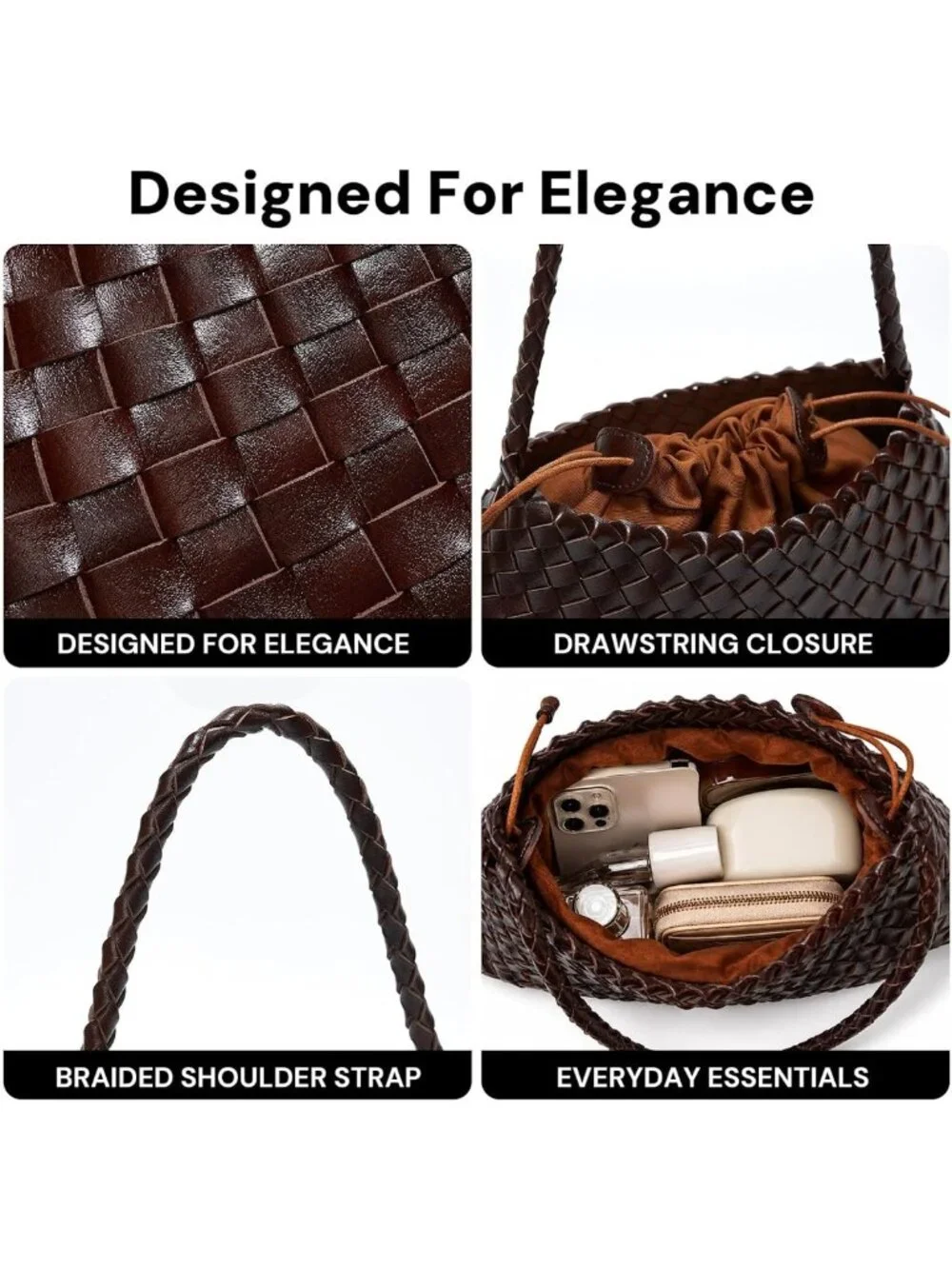 Chic Small Woven Vegan Leather Hobo Purse for Women - Stylish Underarm Shoulder